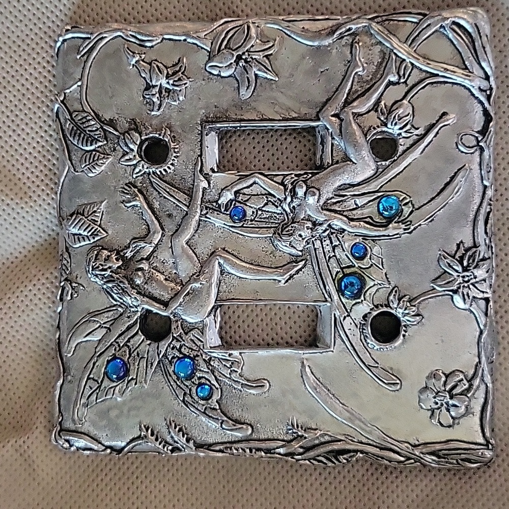Fellowship Foundry Pewter Fairy double switch plate